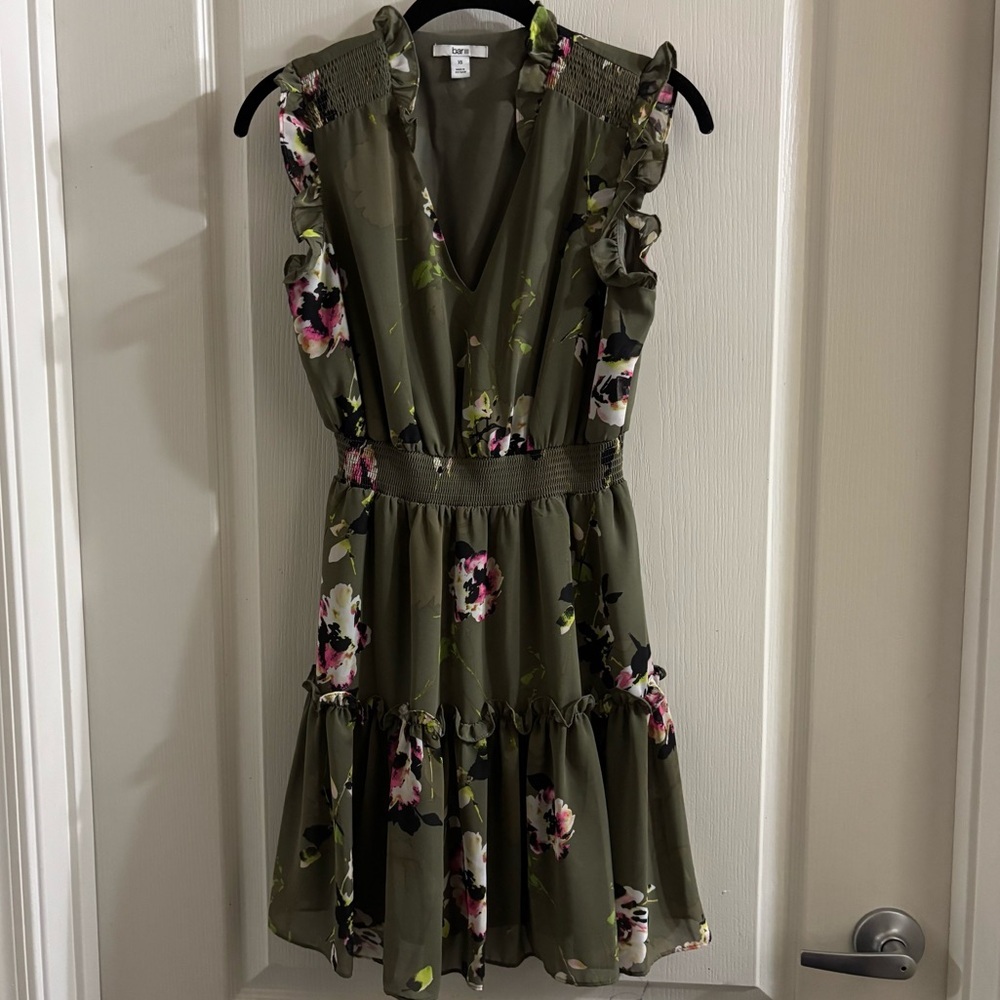 Bar III Dress in Olive with Floral Print